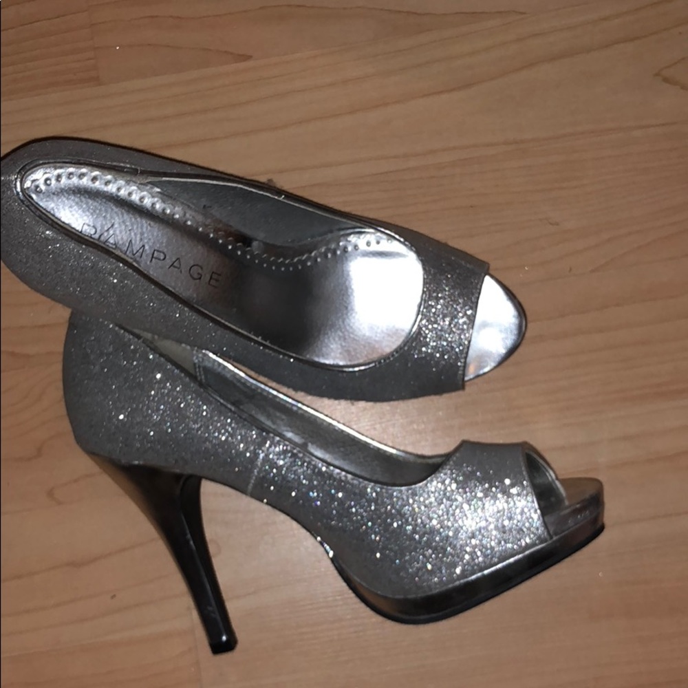 Silver sparkly heels